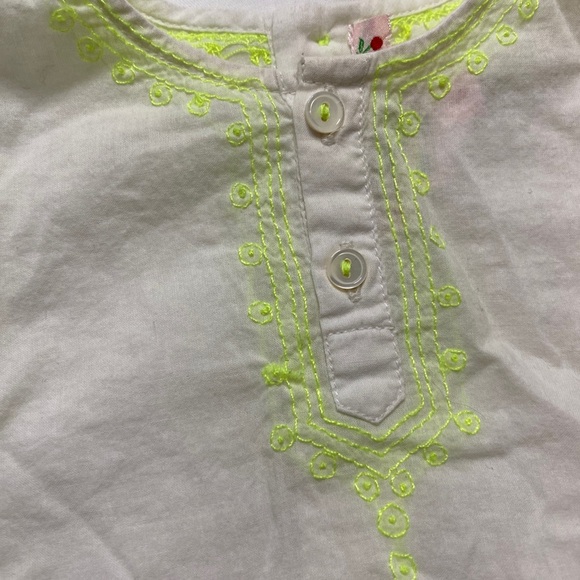 Bonpoint white and neon green detail caftan style shirt - Picture 4 of 4